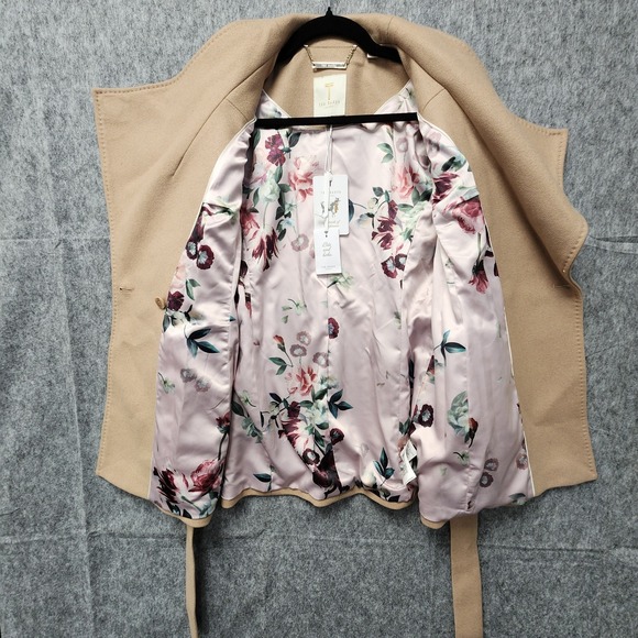 TED BAKER Wool Cashmere Blend‎ Rytaa Wrap Coat Womens Size 1 Natural NEW w/ Tag - Picture 6 of 11